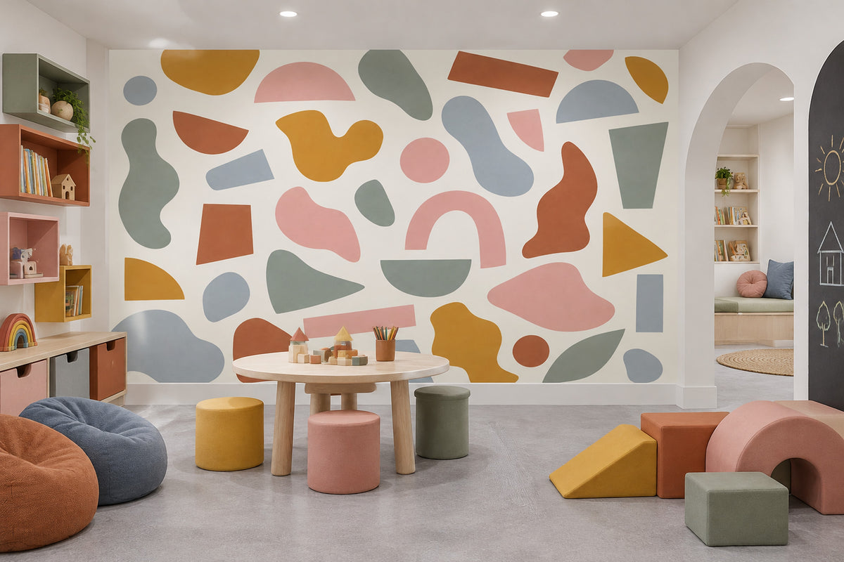 Pastel Organic Shapes Wallpaper Modern Geometric Wall Mural