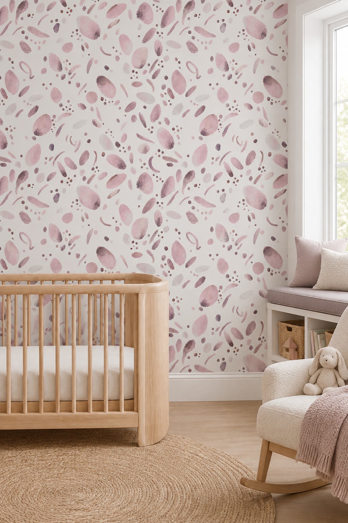 Abstract Watercolor Blobs Wallpaper Soft Pink Mauve
