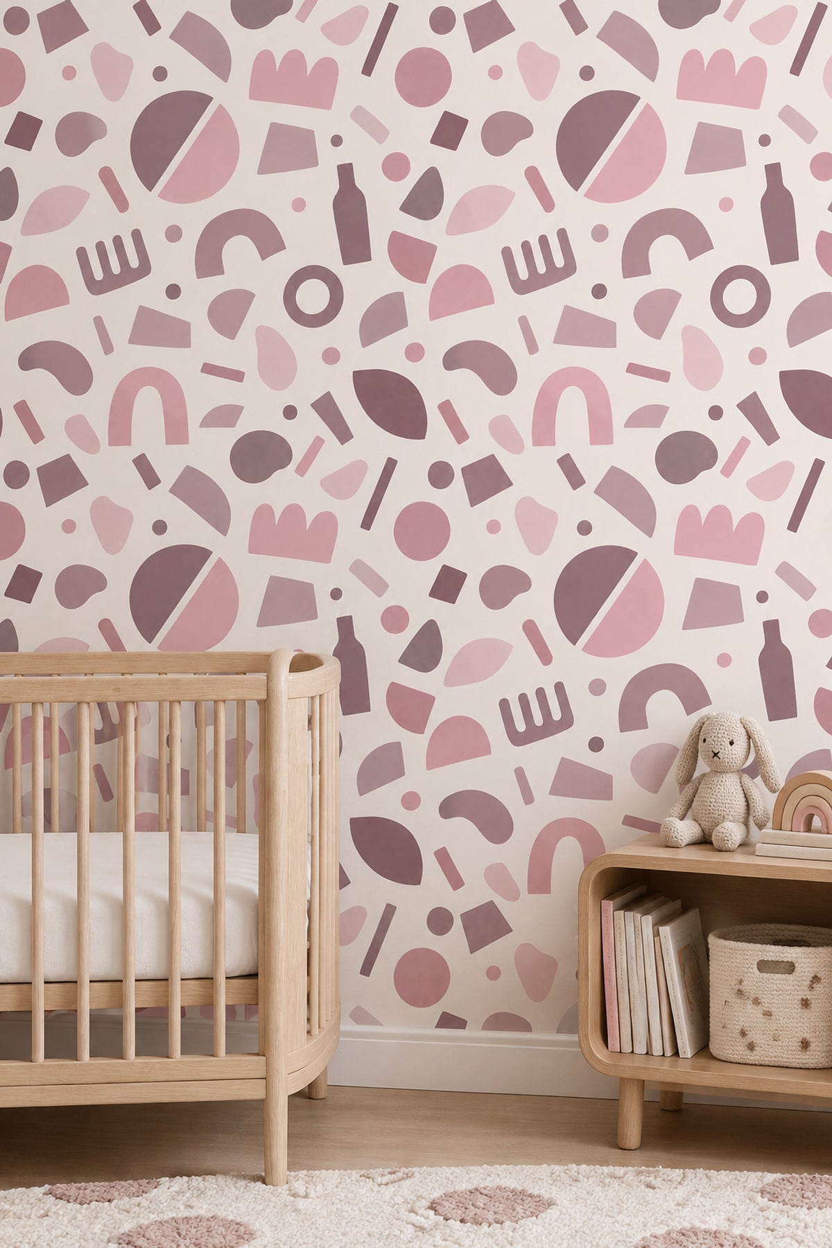 Pastel Arches And Circles Wallpaper Mauve Pink Geometric