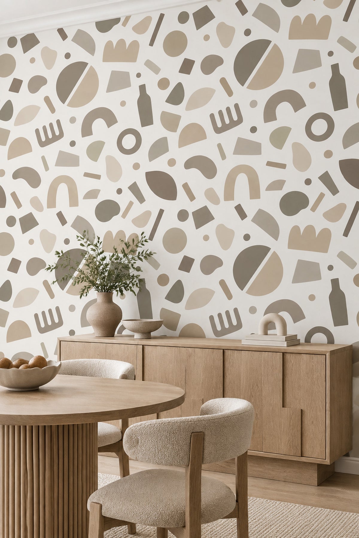 Neutral Arches And Circles Wallpaper Beige Ivory Abstract Geometric