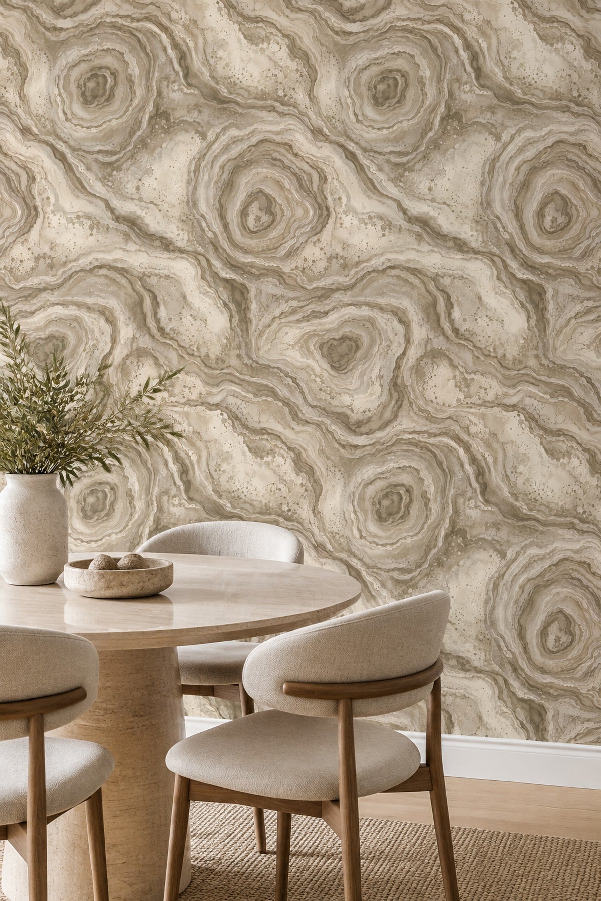 Beige Agate Wallpaper Organic Veining Taupe Mineral Texture