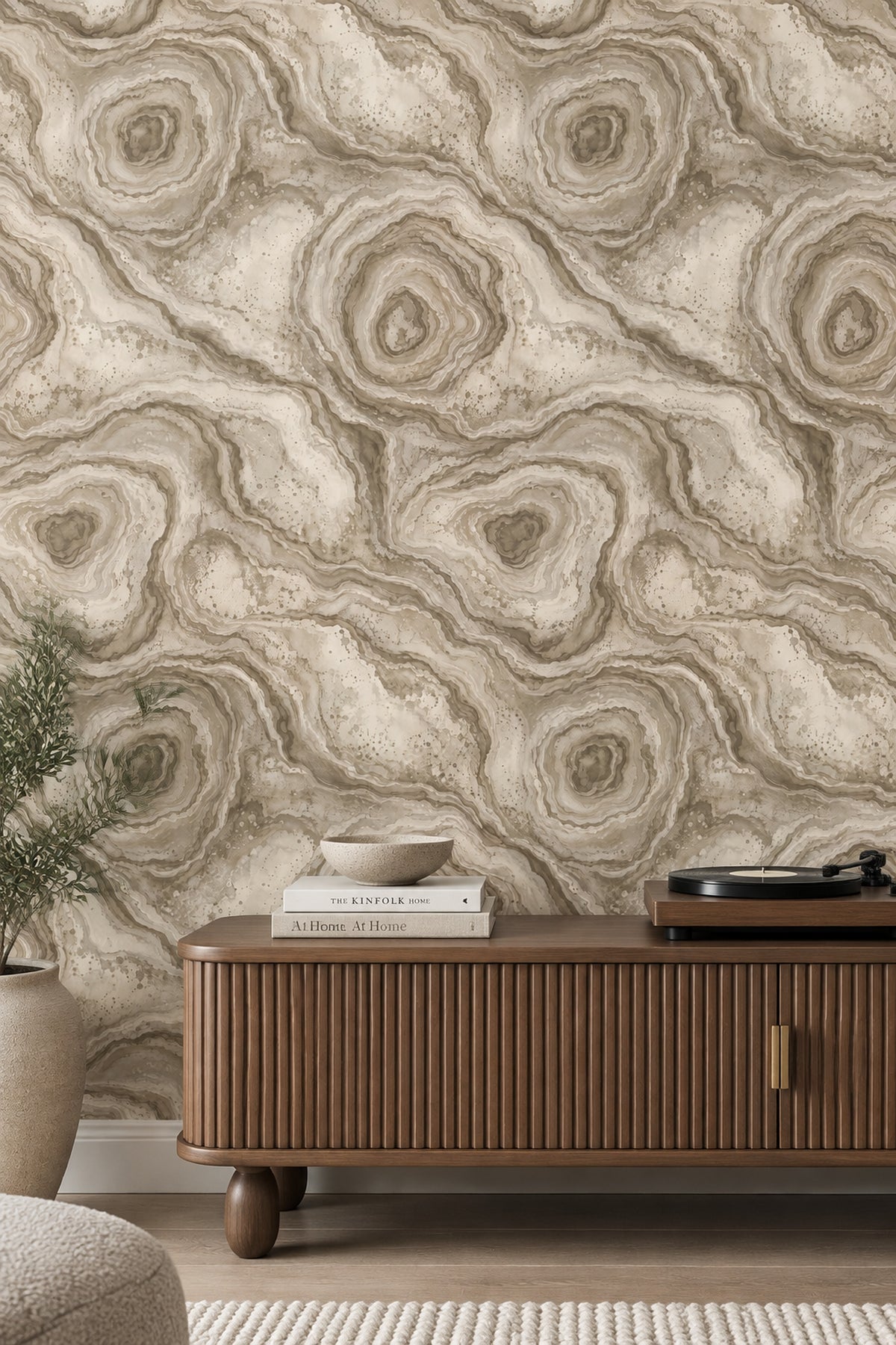 Beige Agate Wallpaper Organic Veining Taupe Mineral Texture