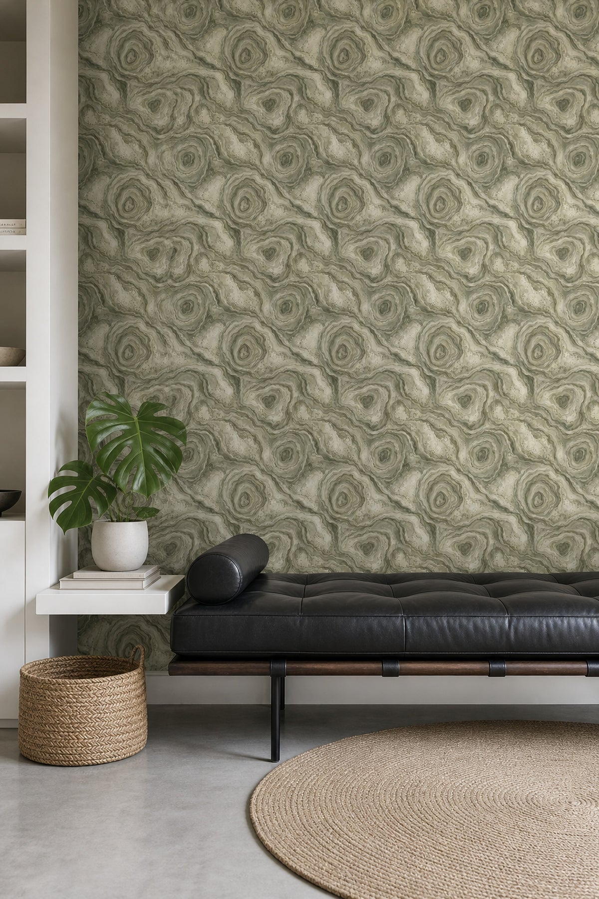 Sage Green Marble Veins Wallpaper Organic Agate Rings