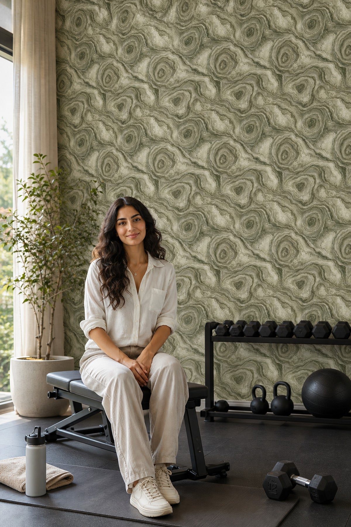 Sage Green Marble Veins Wallpaper Organic Agate Rings
