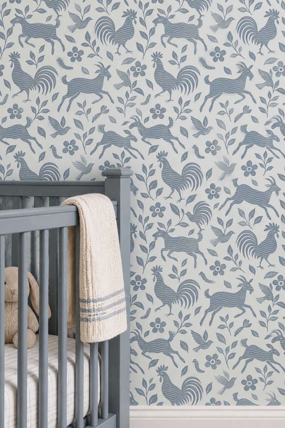 Folk Roosters And Birds Wallpaper White Background