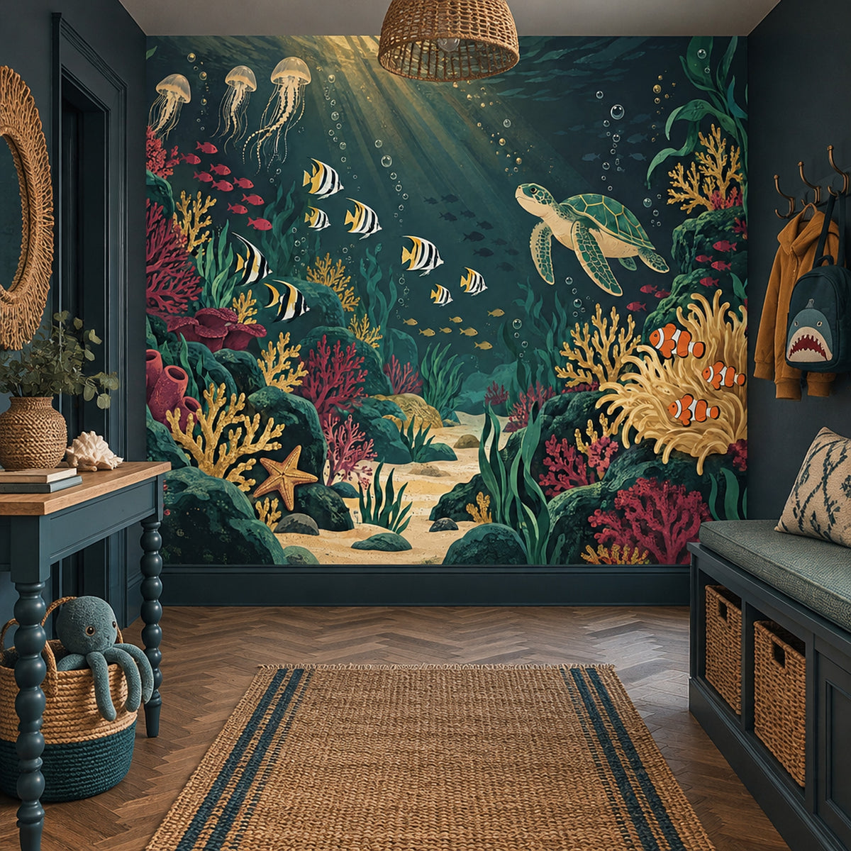 Sea Turtle And Tropical Fish Wallpaper Coral Reef Wall Mural