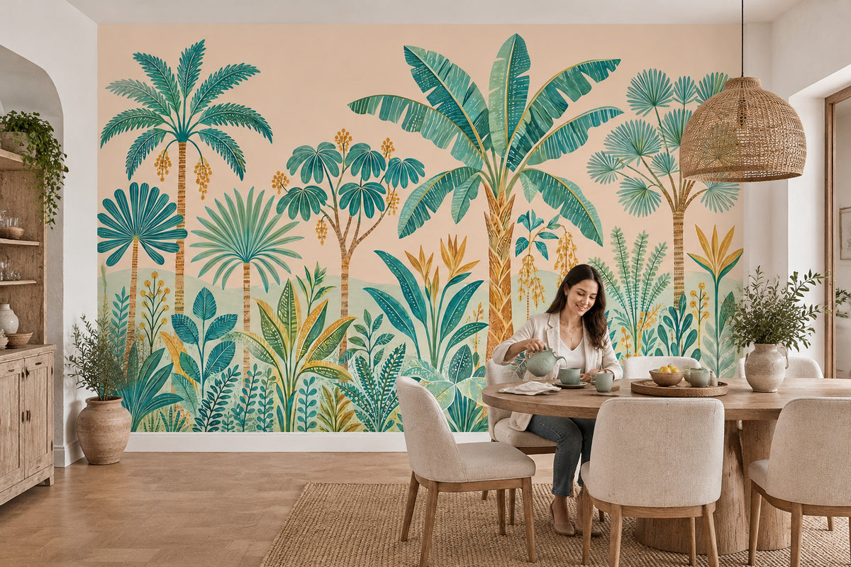 Tropical Palm Trees Wallpaper Retro Botanical Wall Mural