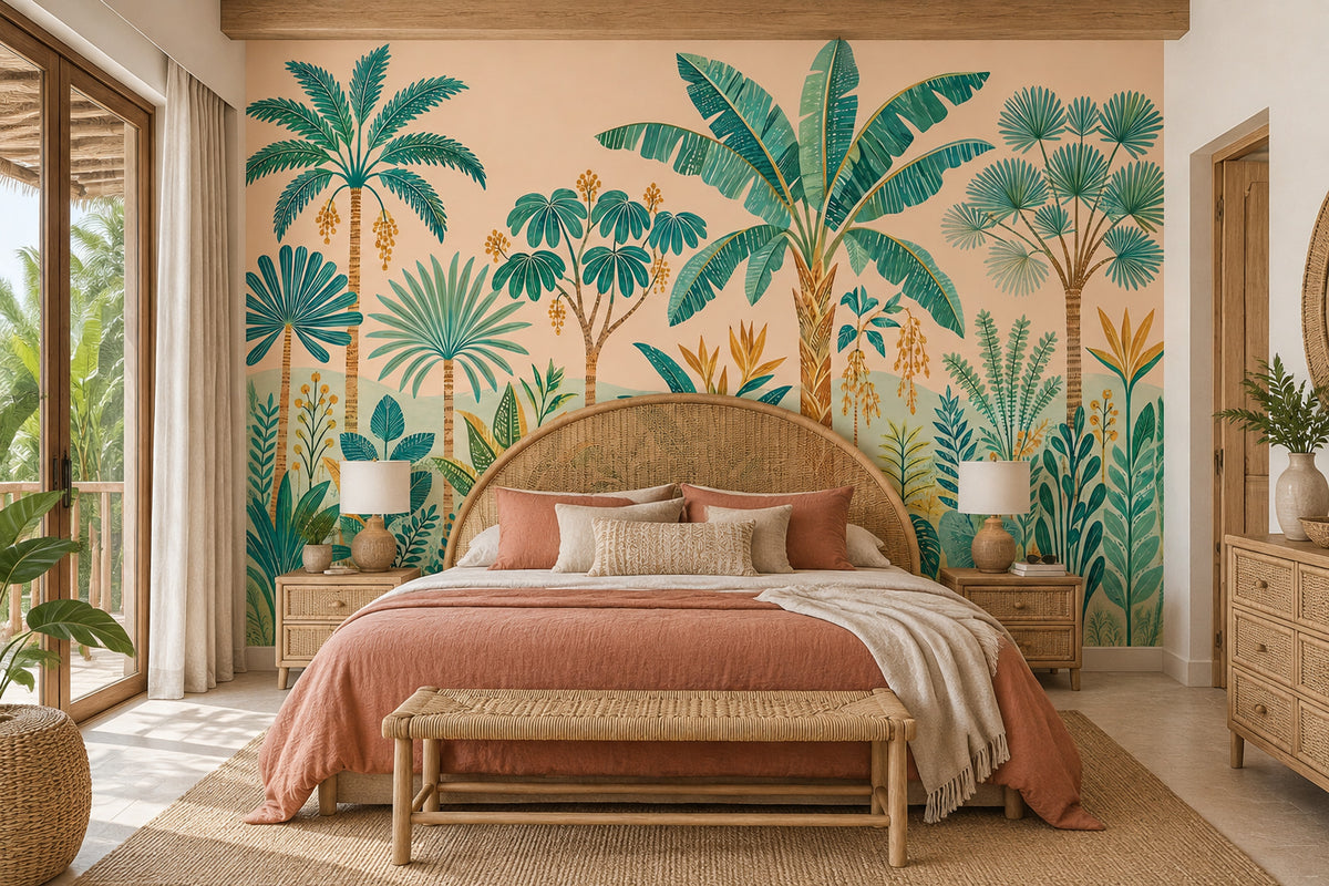 Tropical Palm Trees Wallpaper Retro Botanical Wall Mural