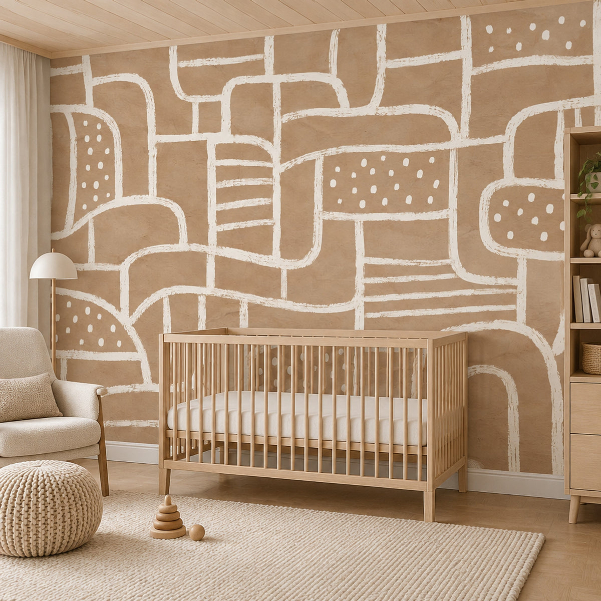 Hand Drawn Arches And Dots Wallpaper Neutral Abstract Wall Mural