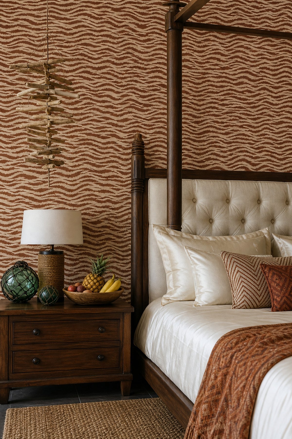 Tiger Stripe Wallpaper Brown Brush Stripes On Cream