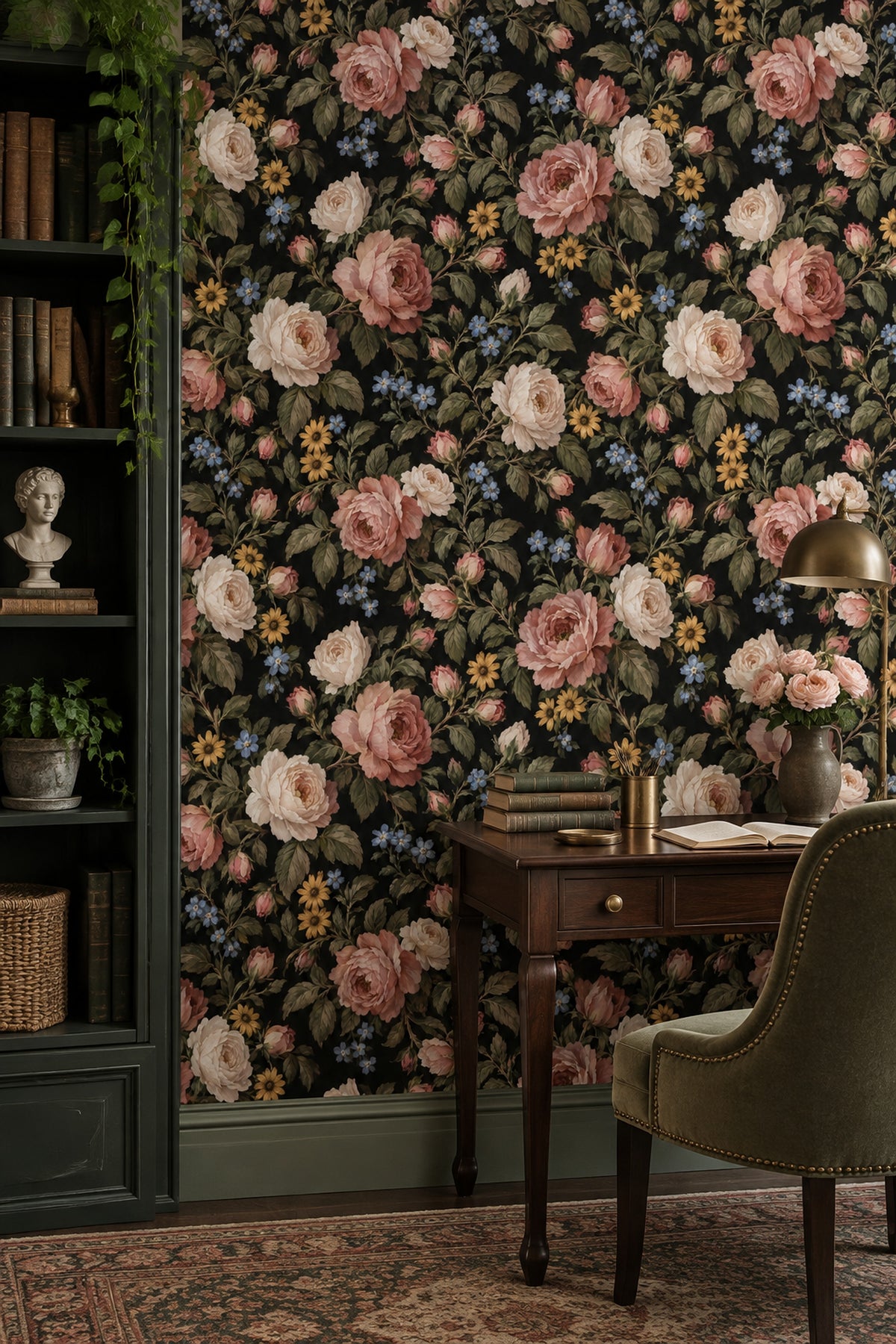 Pink And Cream Roses Wallpaper Dark Floral Black Background