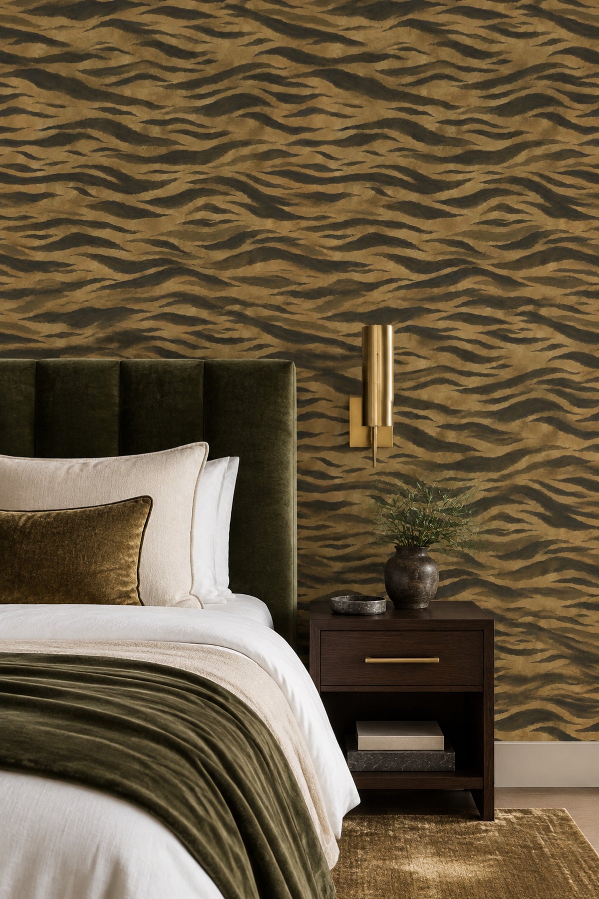 Tiger Stripe Wallpaper Earthy Brown Textured Safari Print