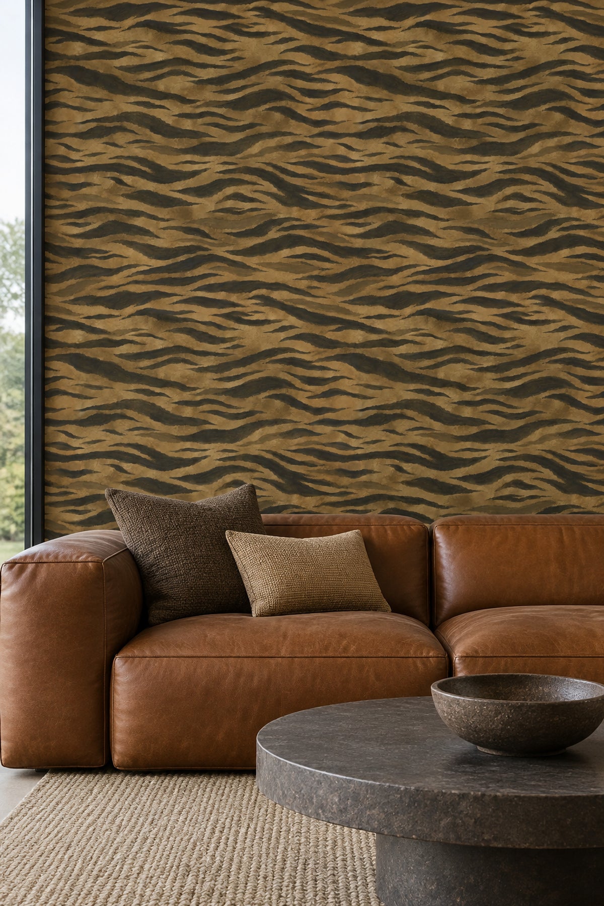 Tiger Stripe Wallpaper Earthy Brown Textured Safari Print