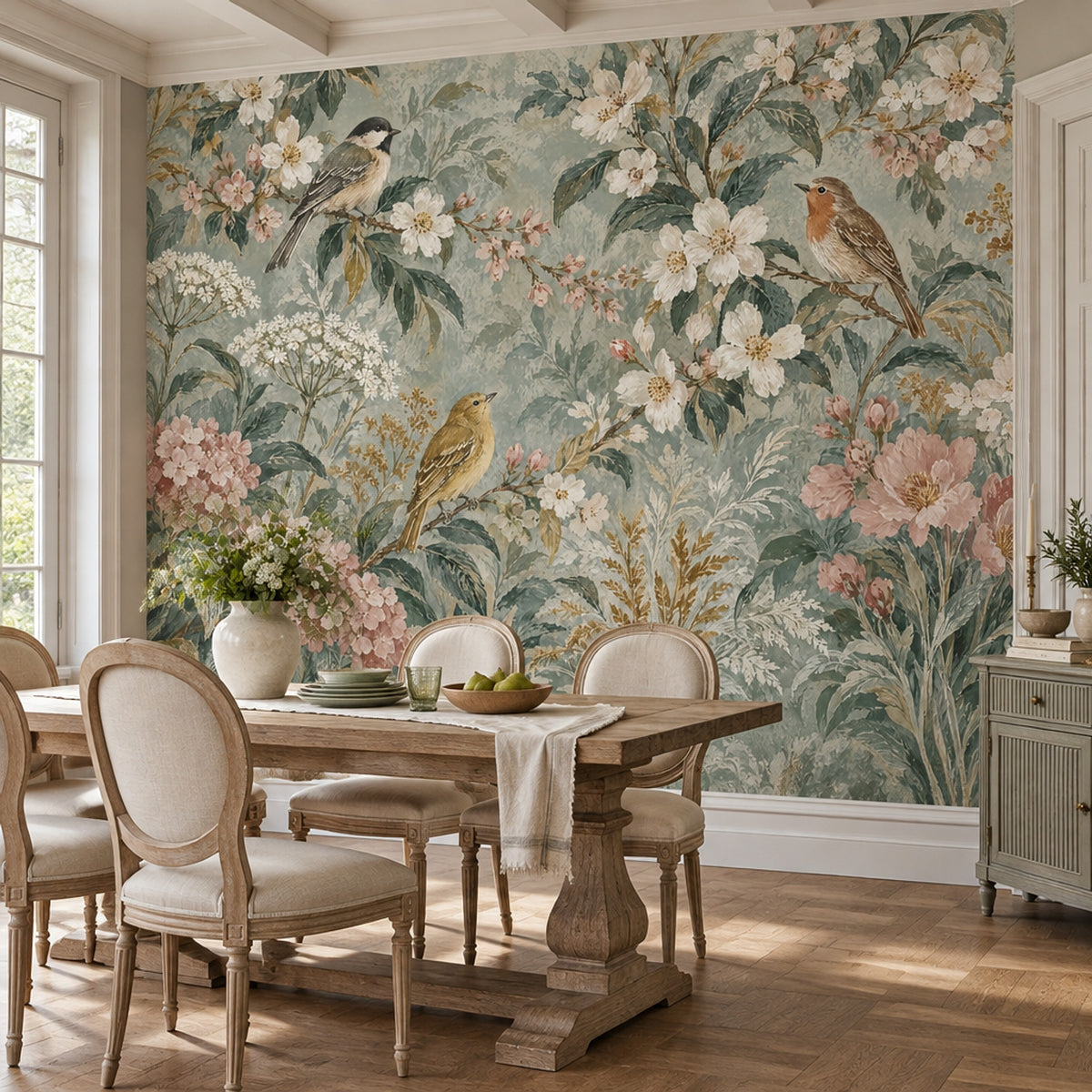 Birds And Blossom Branches Wallpaper Vintage Garden Wall Mural