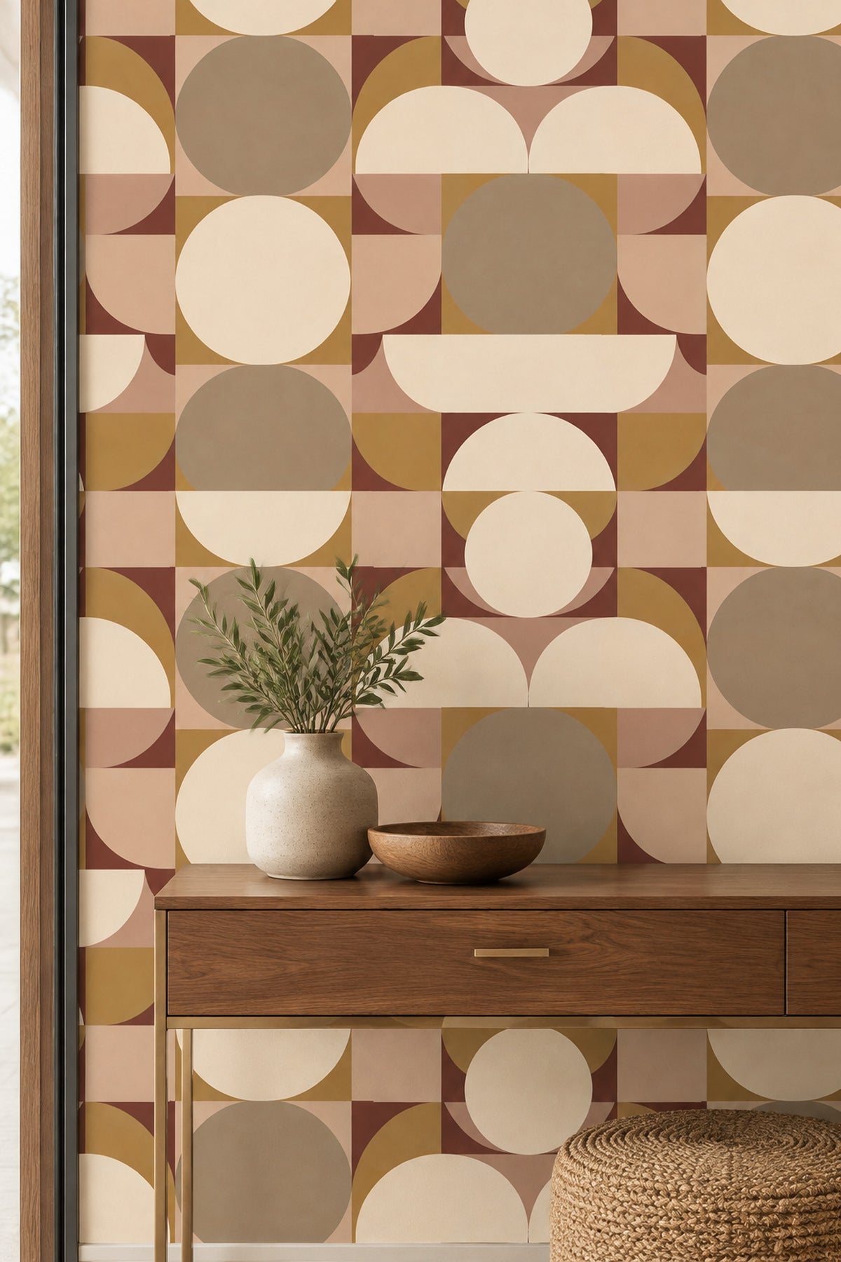 Overlapping Circles Wallpaper Mid Century Modern Geometric Panels