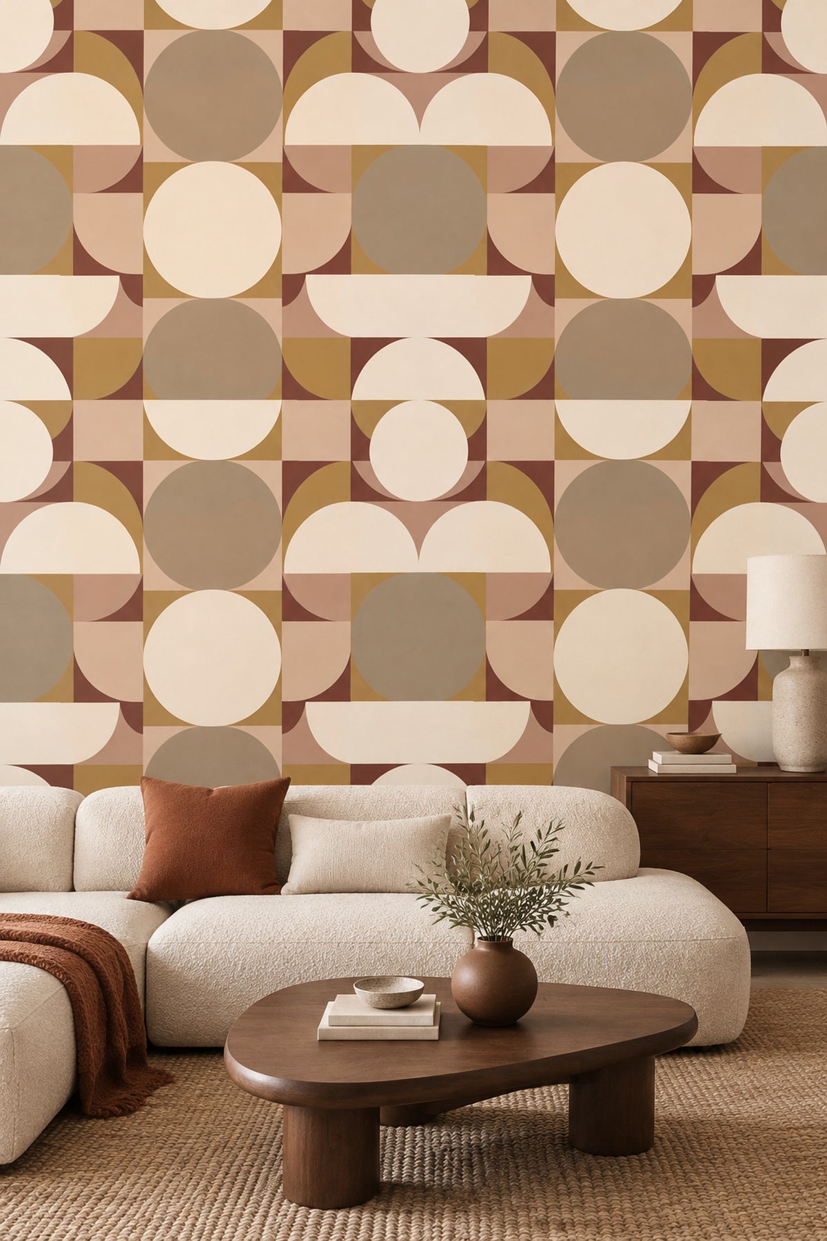 Overlapping Circles Wallpaper Mid Century Modern Geometric Panels