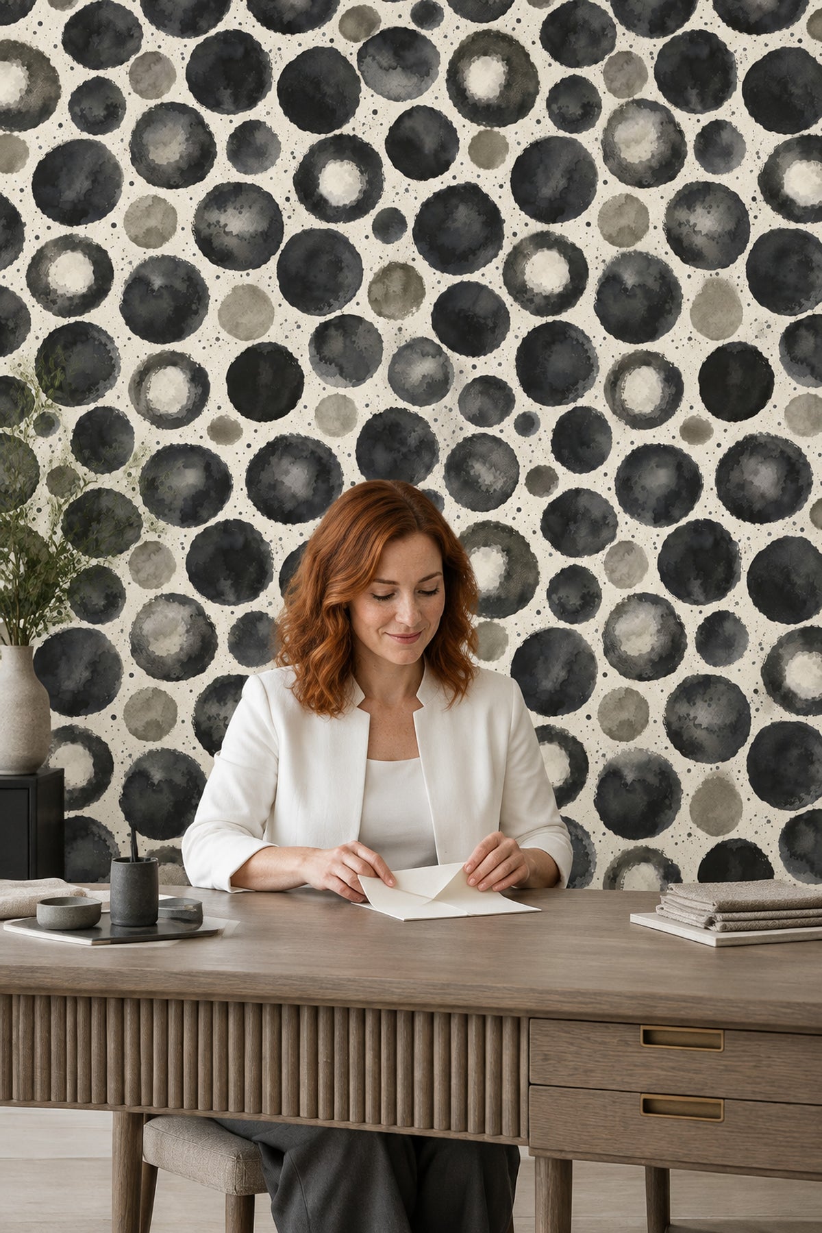 Watercolor Circles Wallpaper Black And Gray Ink Splatter