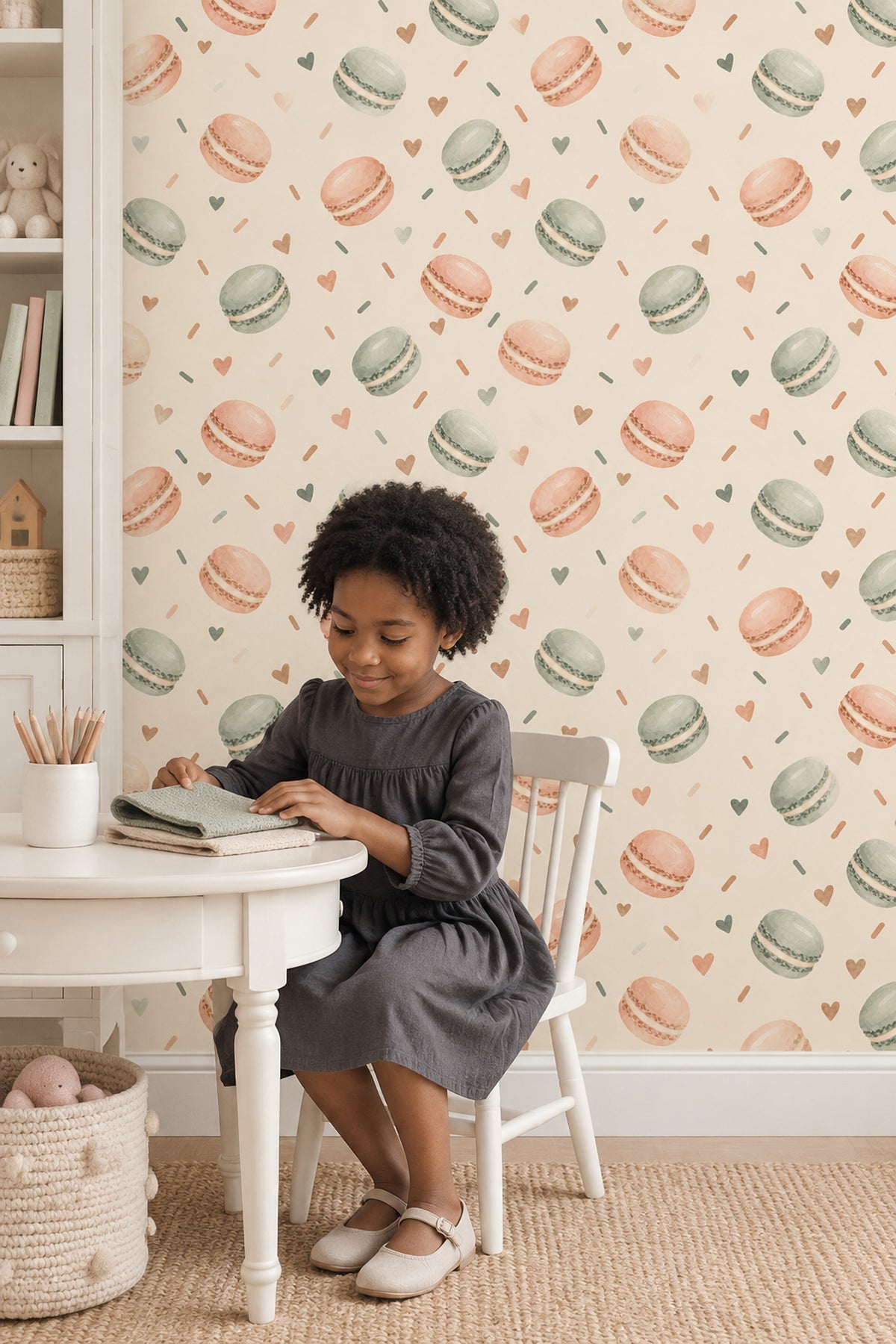Pastel Macaron Wallpaper Watercolor Texture On Cream Background
