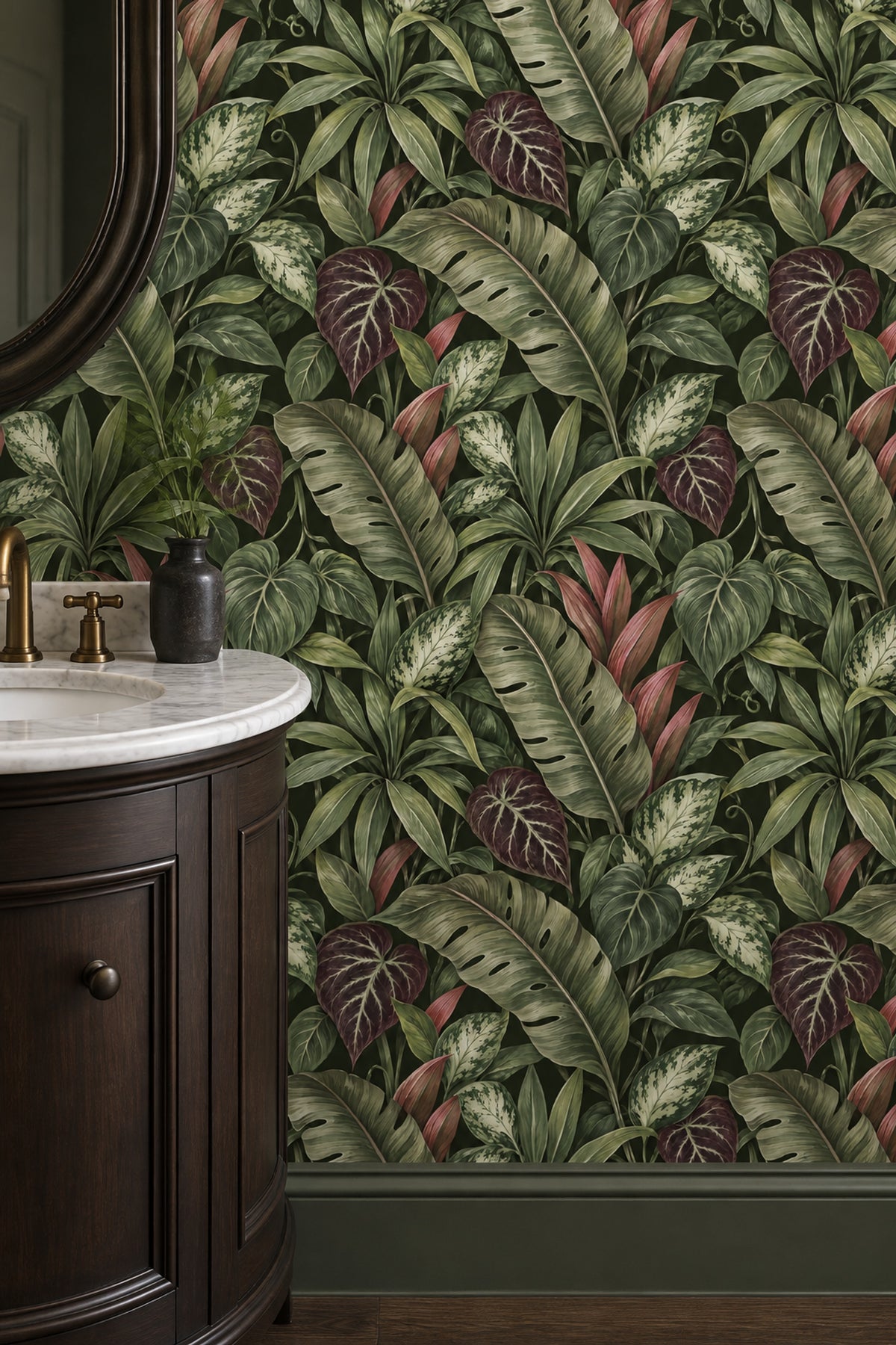 Tropical Leaves Wallpaper Dark Botanical Jungle Foliage