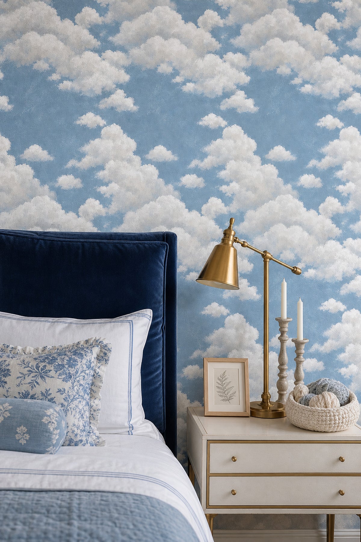 Blue Sky And Soft White Clouds Wallpaper Painted Texture