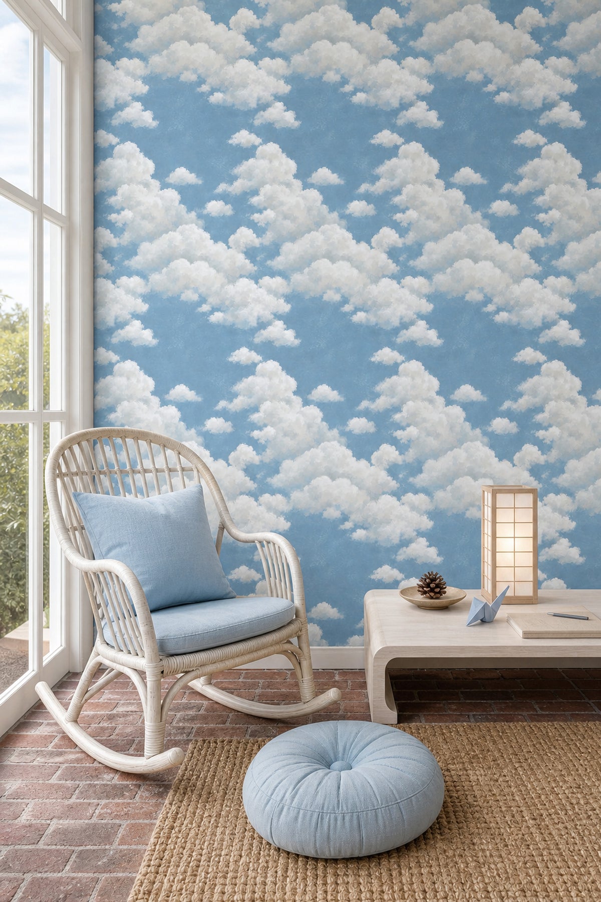 Blue Sky And Soft White Clouds Wallpaper Painted Texture