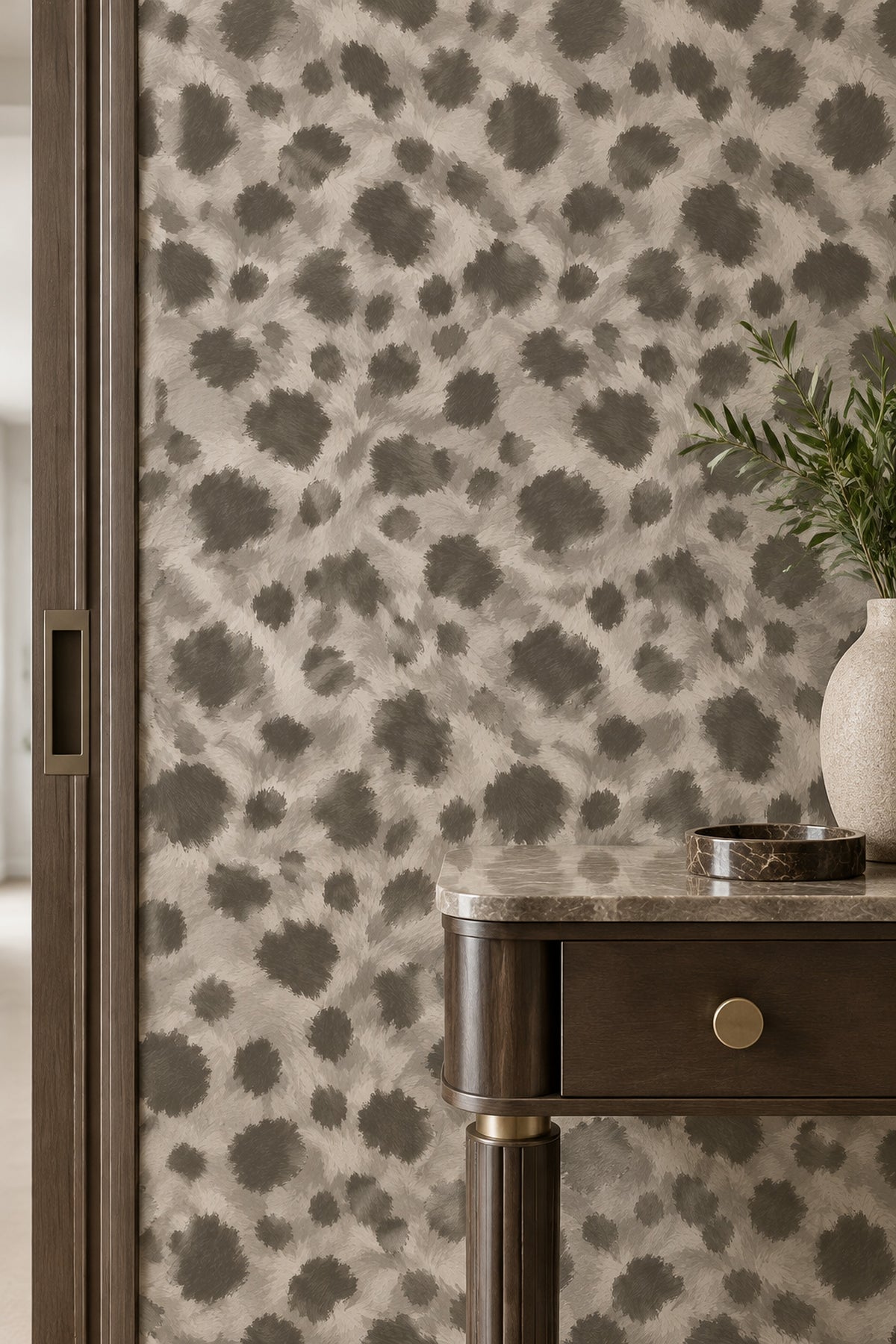 Leopard Spots Wallpaper Taupe Gray Neutral Animal Print