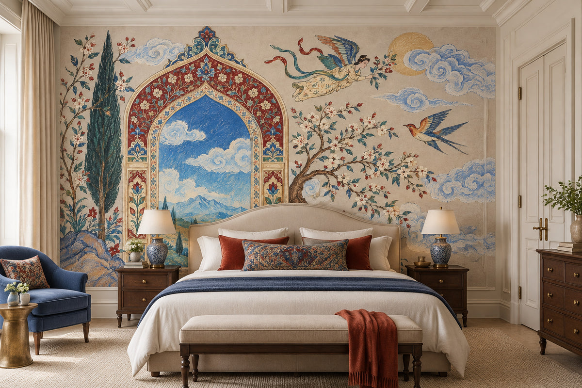Ornate Persian Arch Landscape Wallpaper Mural Vintage Inspired Miniature Style