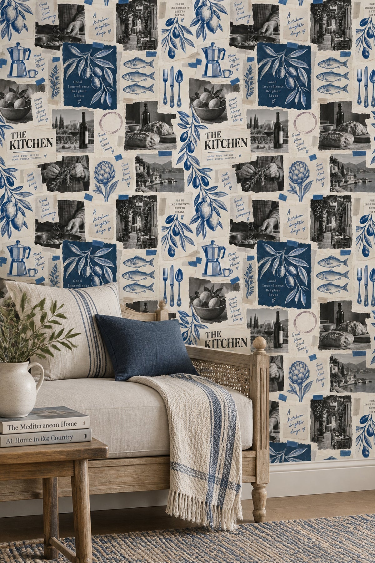Olive Branches And Lemons Wallpaper Vintage Inspired Kitchen Collage
