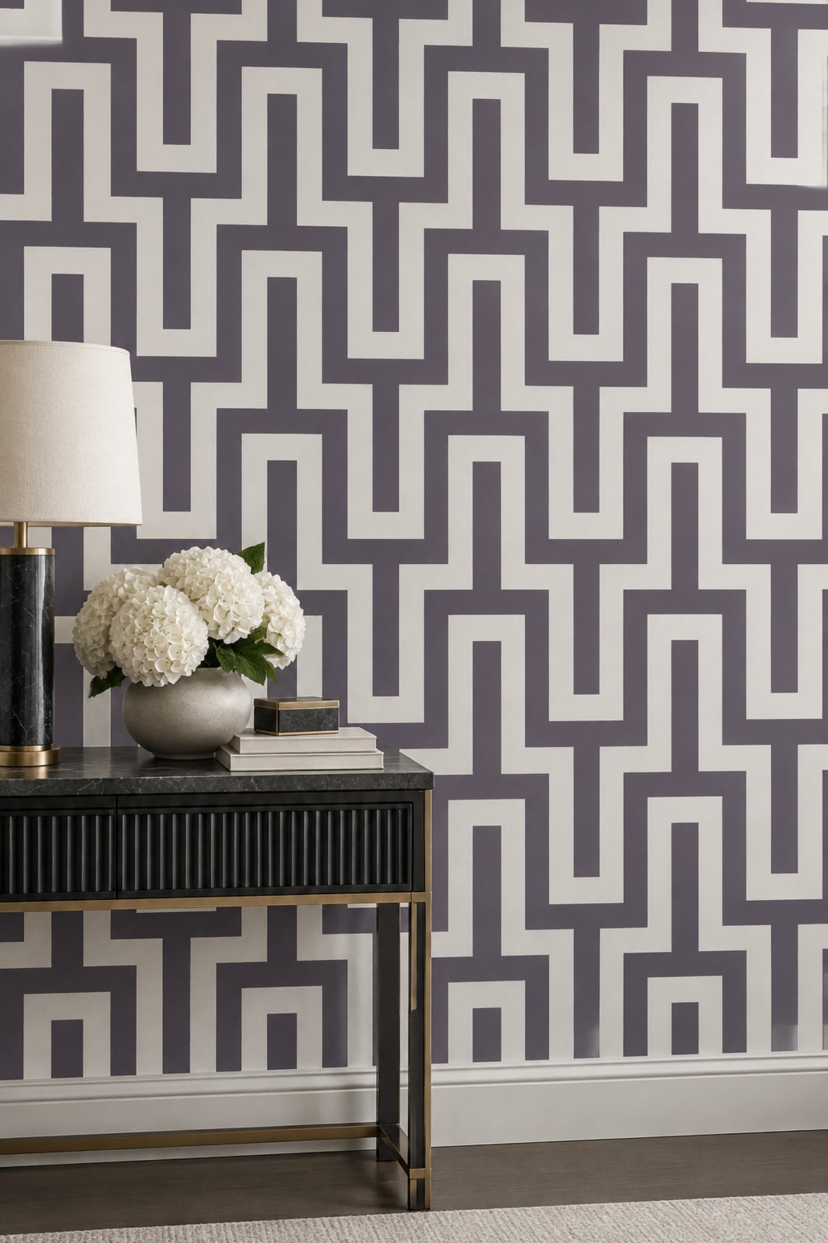 Greek Key Maze Wallpaper Gray And White Geometric