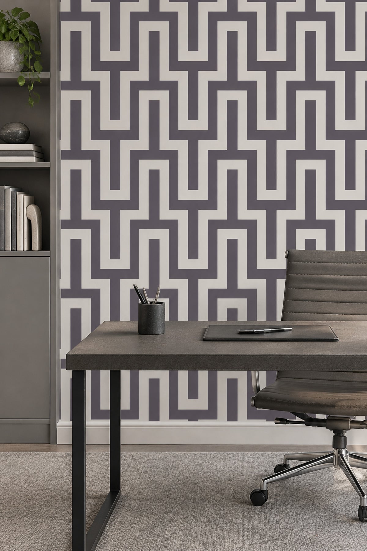 Greek Key Maze Wallpaper Gray And White Geometric