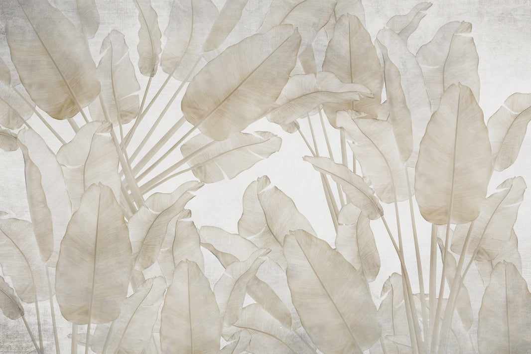 Neutral Leafy Green Wallpaper Subtle Foliage Wall Mural pattern artwork