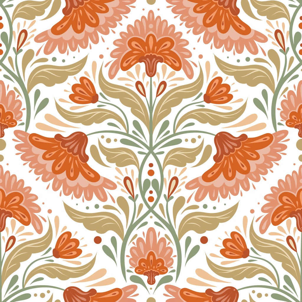 White Background Wallpaper Vintage Floral Mural pattern artwork