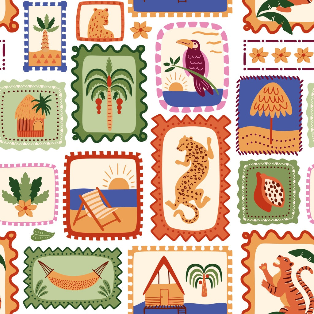 Tropical Wallpaper Eclectic Bohemian Decorative Mural pattern artwork