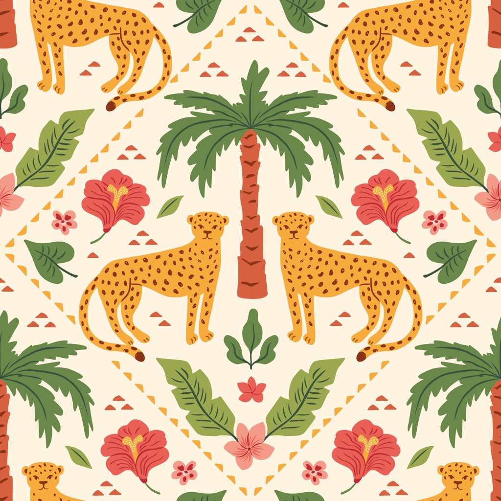 Tropical Wallpaper Cheetah Exotic Decorative Mural pattern artwork
