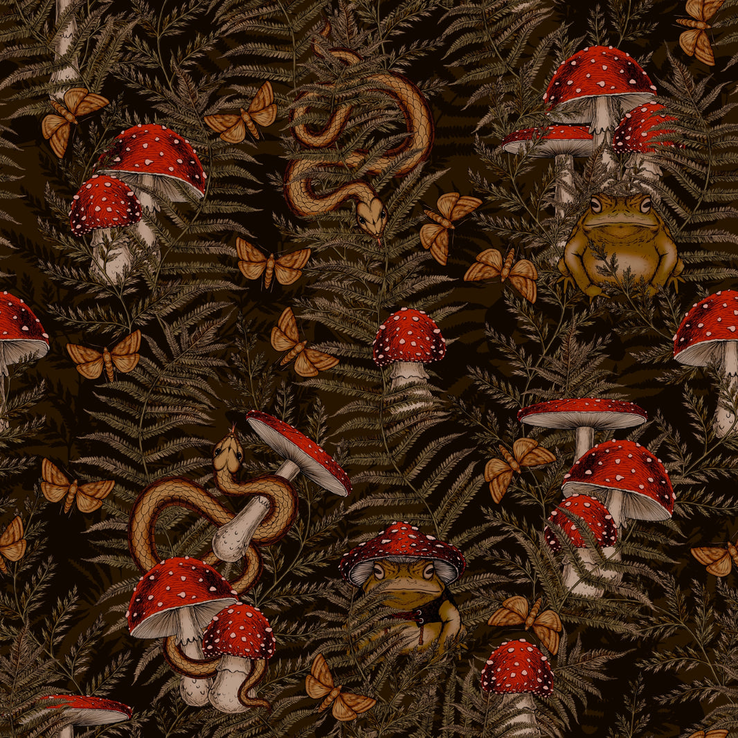 Terracotta and Green Forest Scene Wallpaper pattern artwork