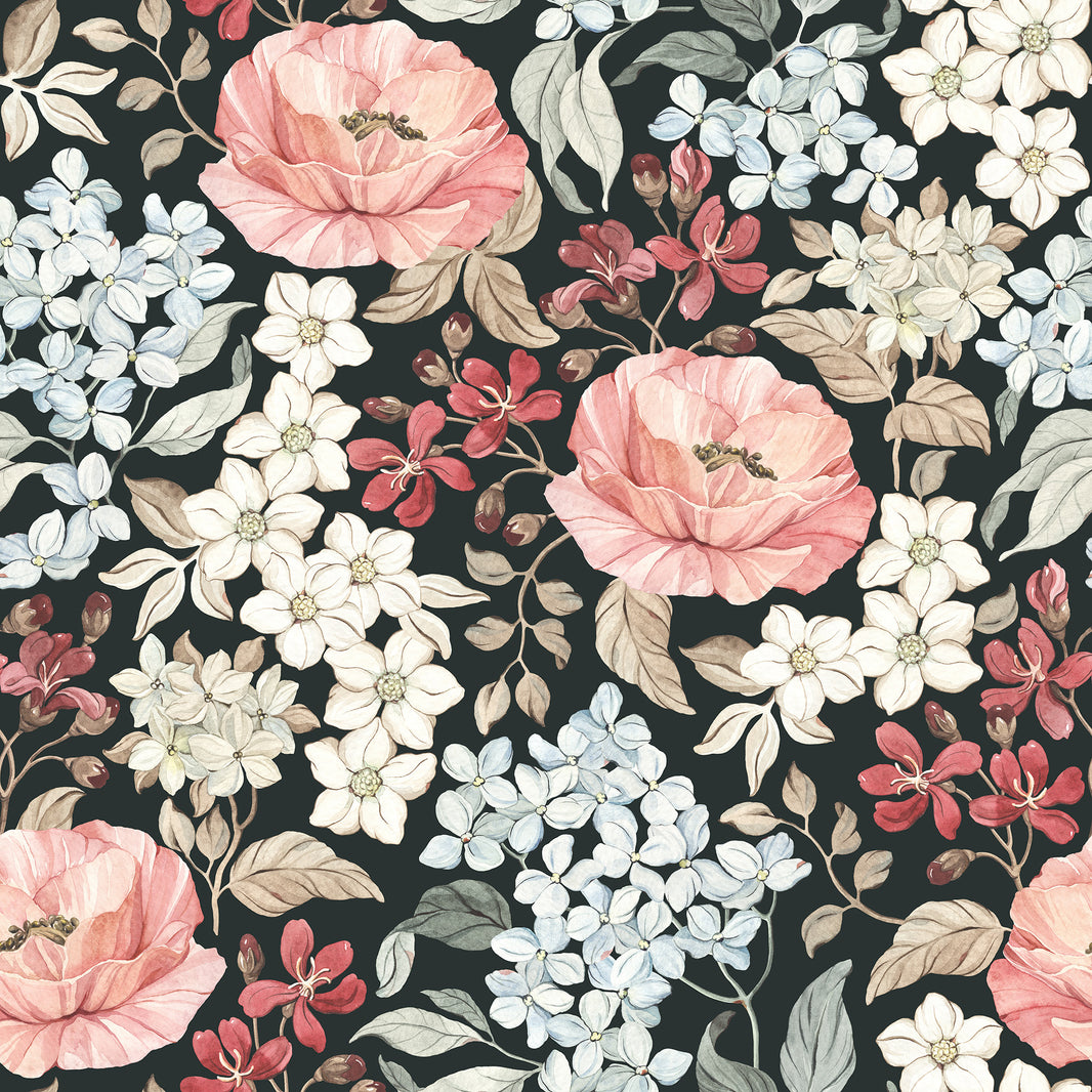 Dark Floral Garden Night Bloom Wallpaper pattern artwork