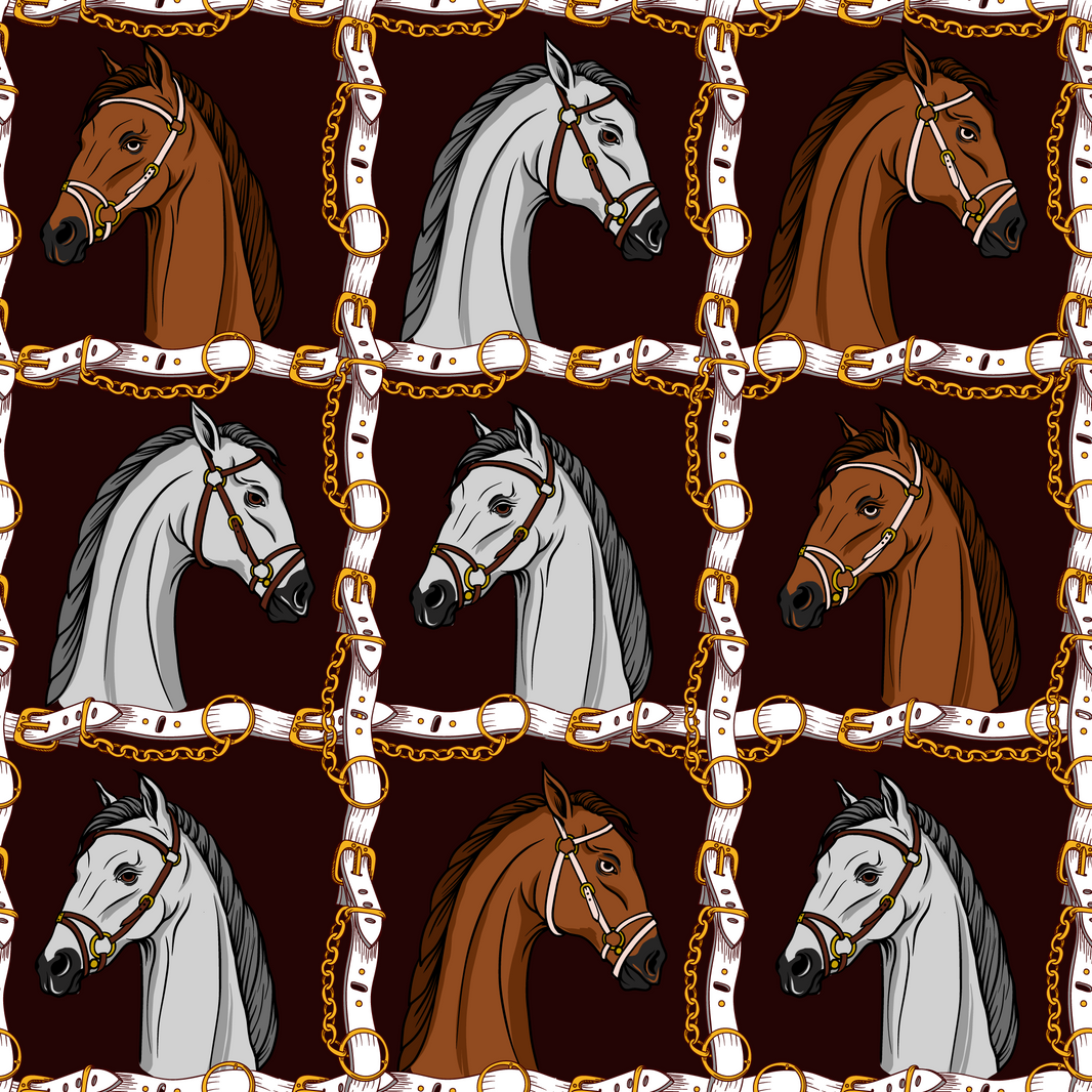 Dark Brown Horse Pattern Equestrian Wallpaper pattern artwork