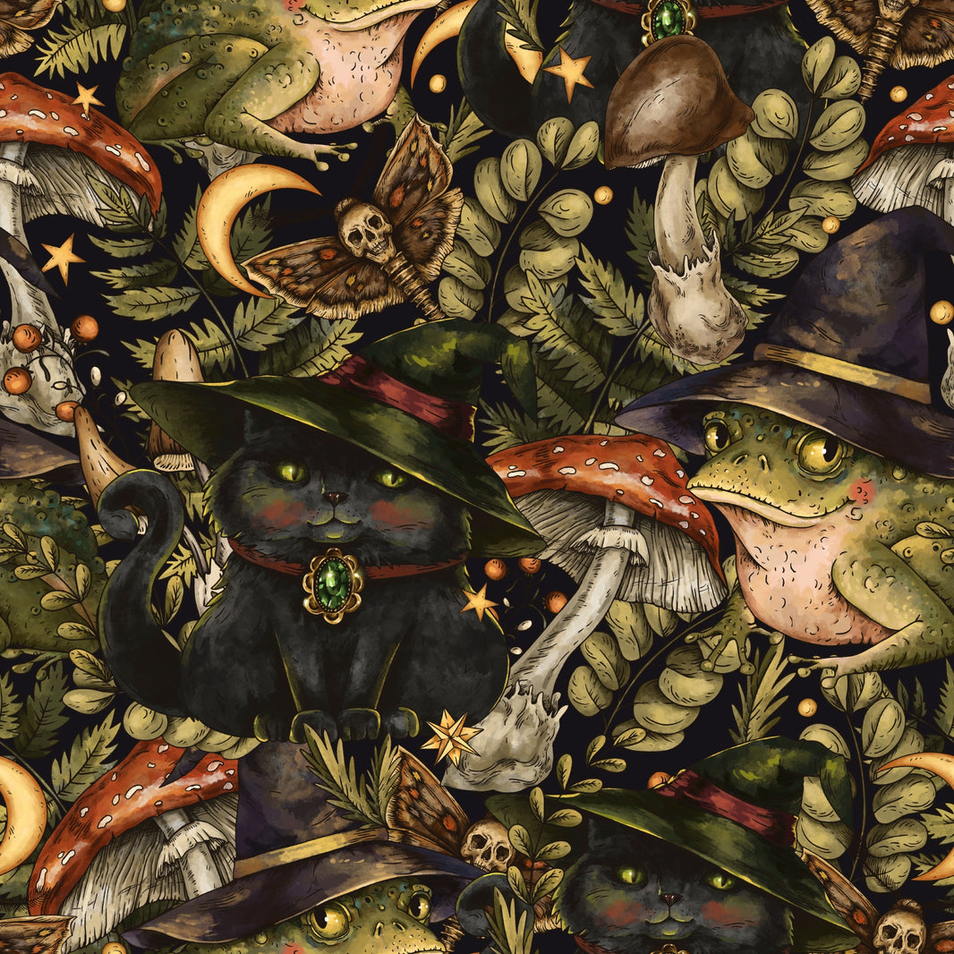 Dark Enchanted Forest Creatures Fantasy Wallpaper pattern artwork