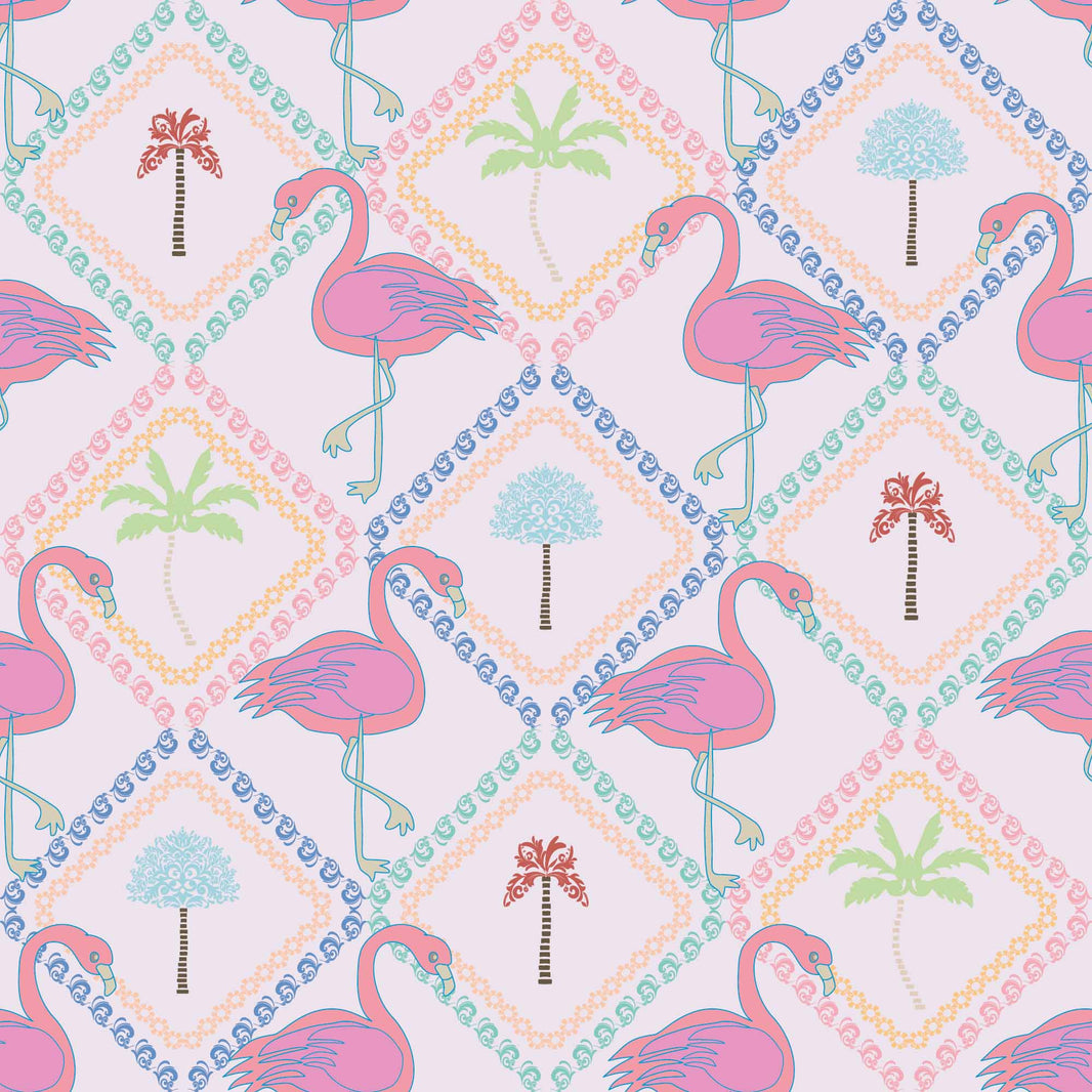 Blush Pink Flamingo Tropical Kids Wallpaper pattern artwork