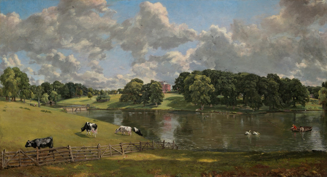 Vintage Pastoral Landscape Lake Wall Mural pattern artwork