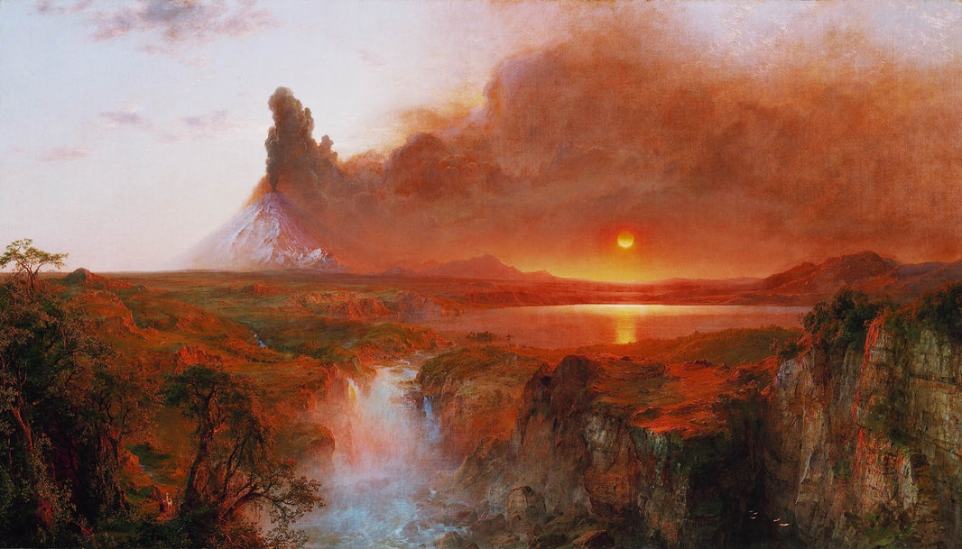 Warm Sunset Volcano Landscape Wall Mural pattern artwork