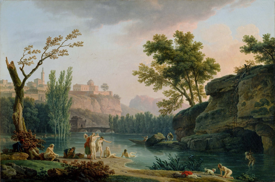 Pastoral Green Classical Landscape Wall Mural pattern artwork
