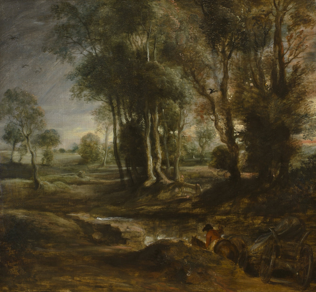 Dark Green Antique Landscape Wall Mural pattern artwork