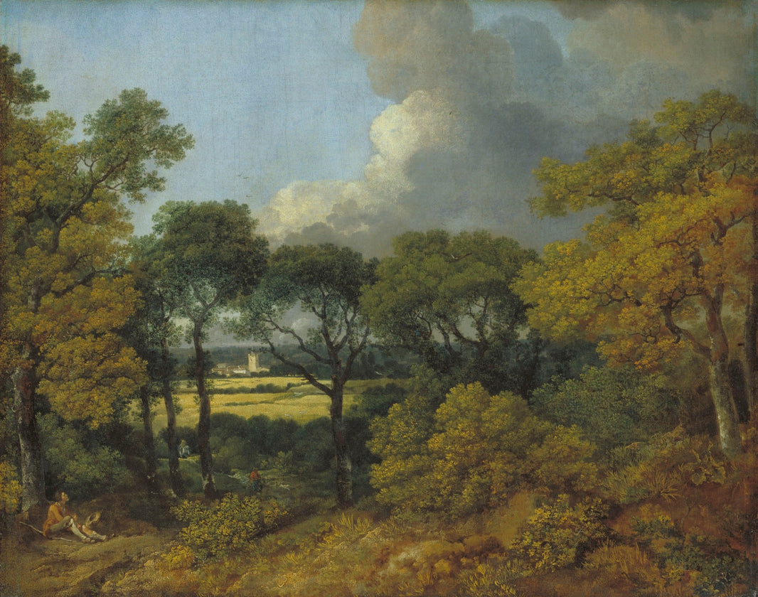 Vintage Green Forest Scene Landscape Wall Mural pattern artwork