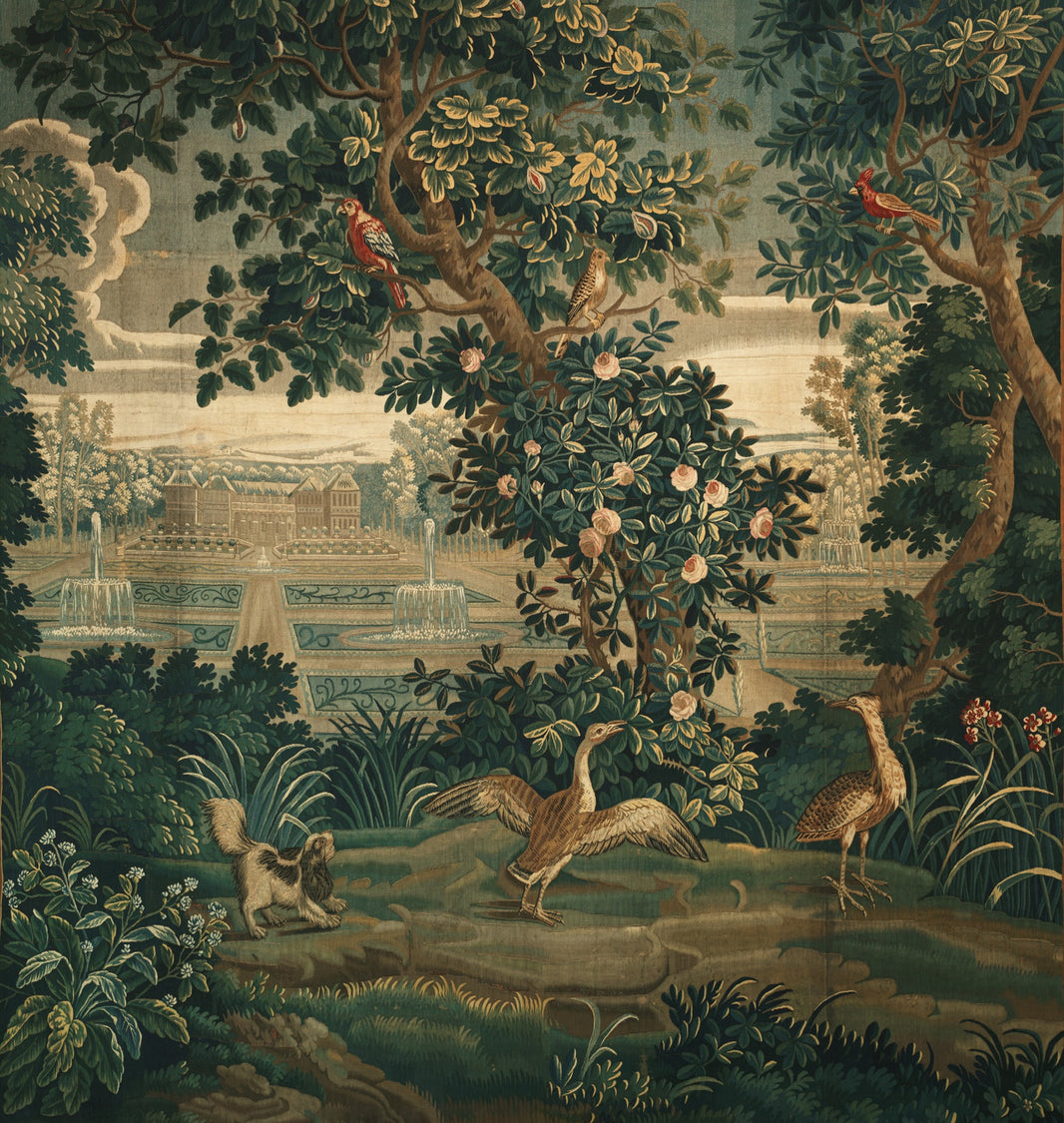 Vintage Green Botanical Tapestry Wall Mural pattern artwork