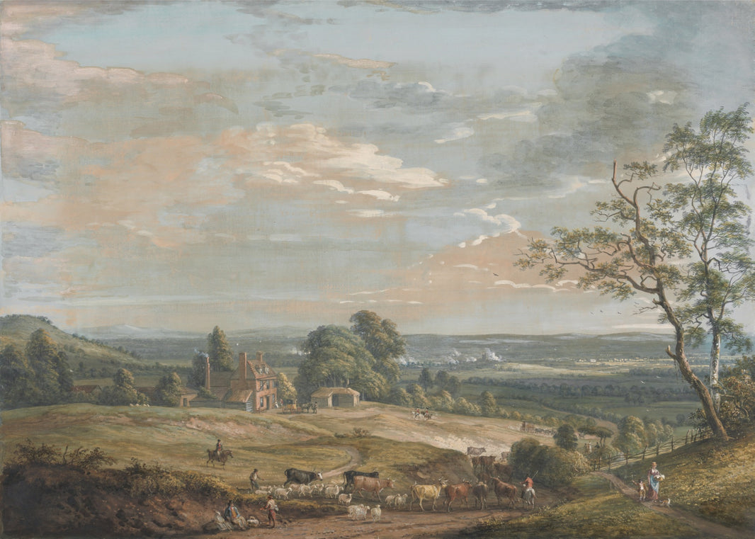 Vintage Pastoral Landscape Scene Wall Mural pattern artwork