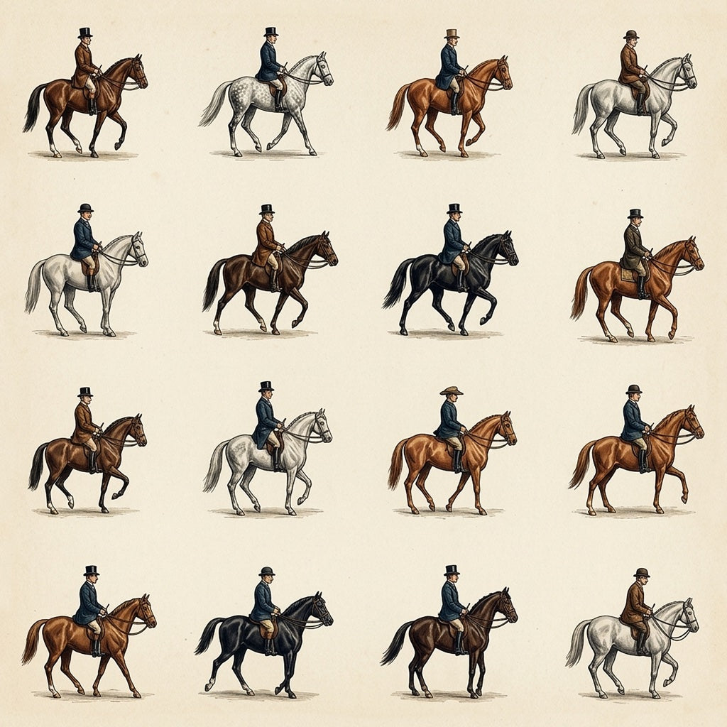 Equestrian Wallpaper Horses Vintage Illustration Removable Wall Decor pattern artwork