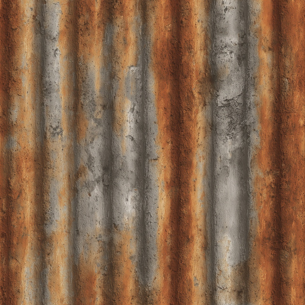 Weathered Metal Wallpaper Corrugated Texture Industrial Decorative Mural pattern artwork