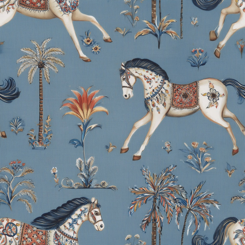Chinoiserie Wallpaper Horses Floral Removable Wall Decor pattern artwork