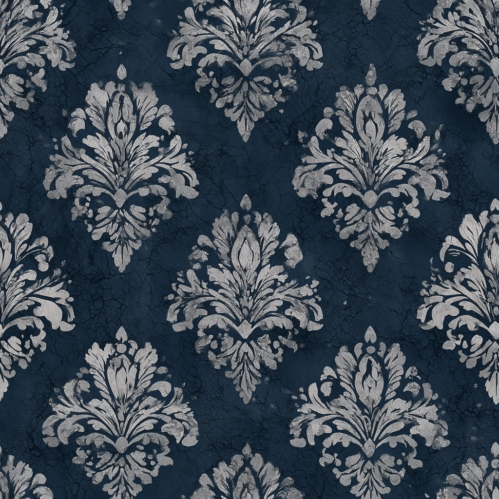 Vintage Damask Wallpaper Elegant Removable Navy Wall Decor pattern artwork